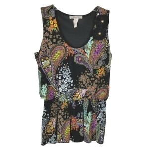 Y2K Babydoll Peplem Paisley Floral Sleeveless Top Whimsigoth Fairy Womens Small